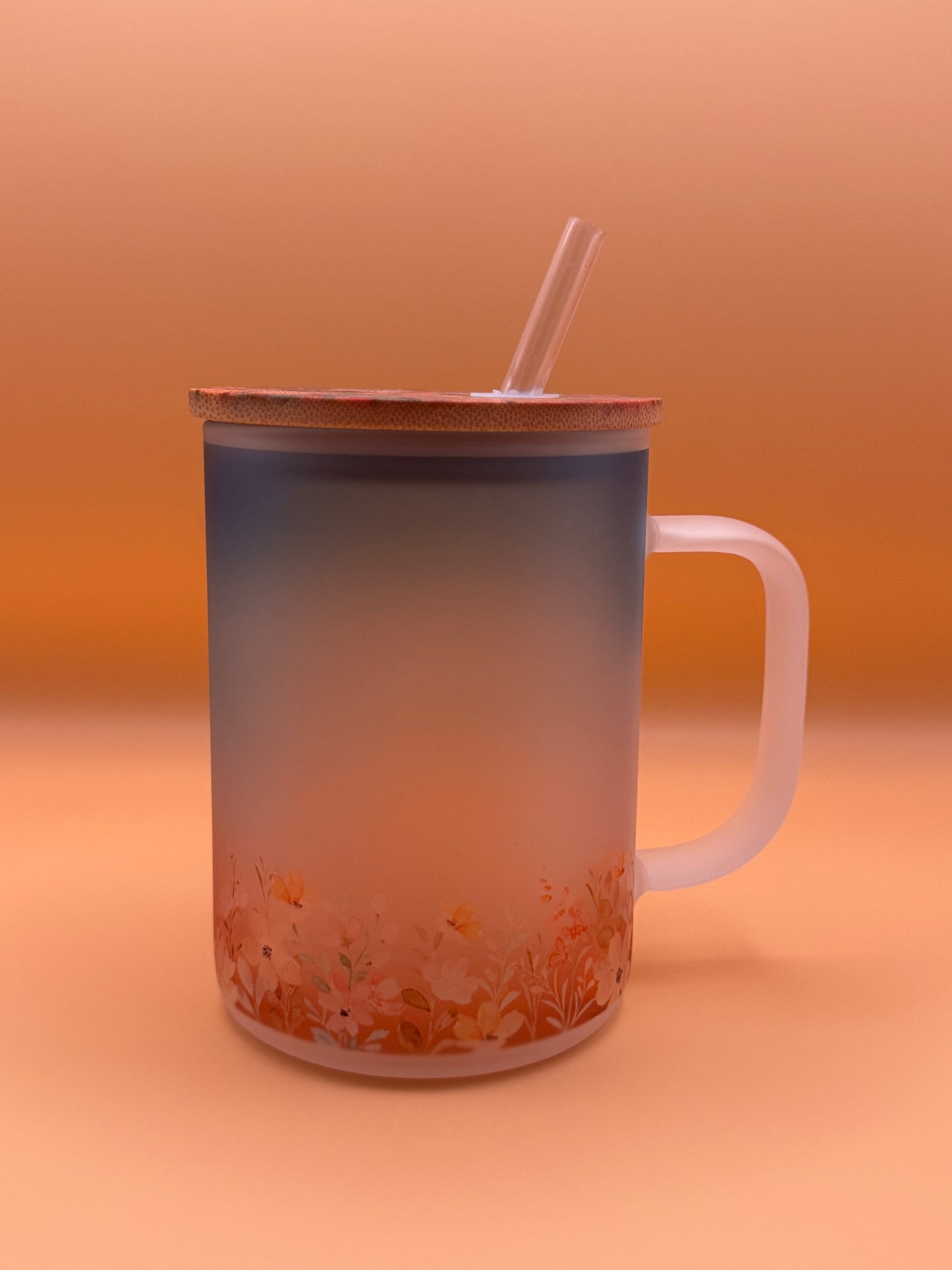 Floral Sunrise - Frosted Glass Travel Mug