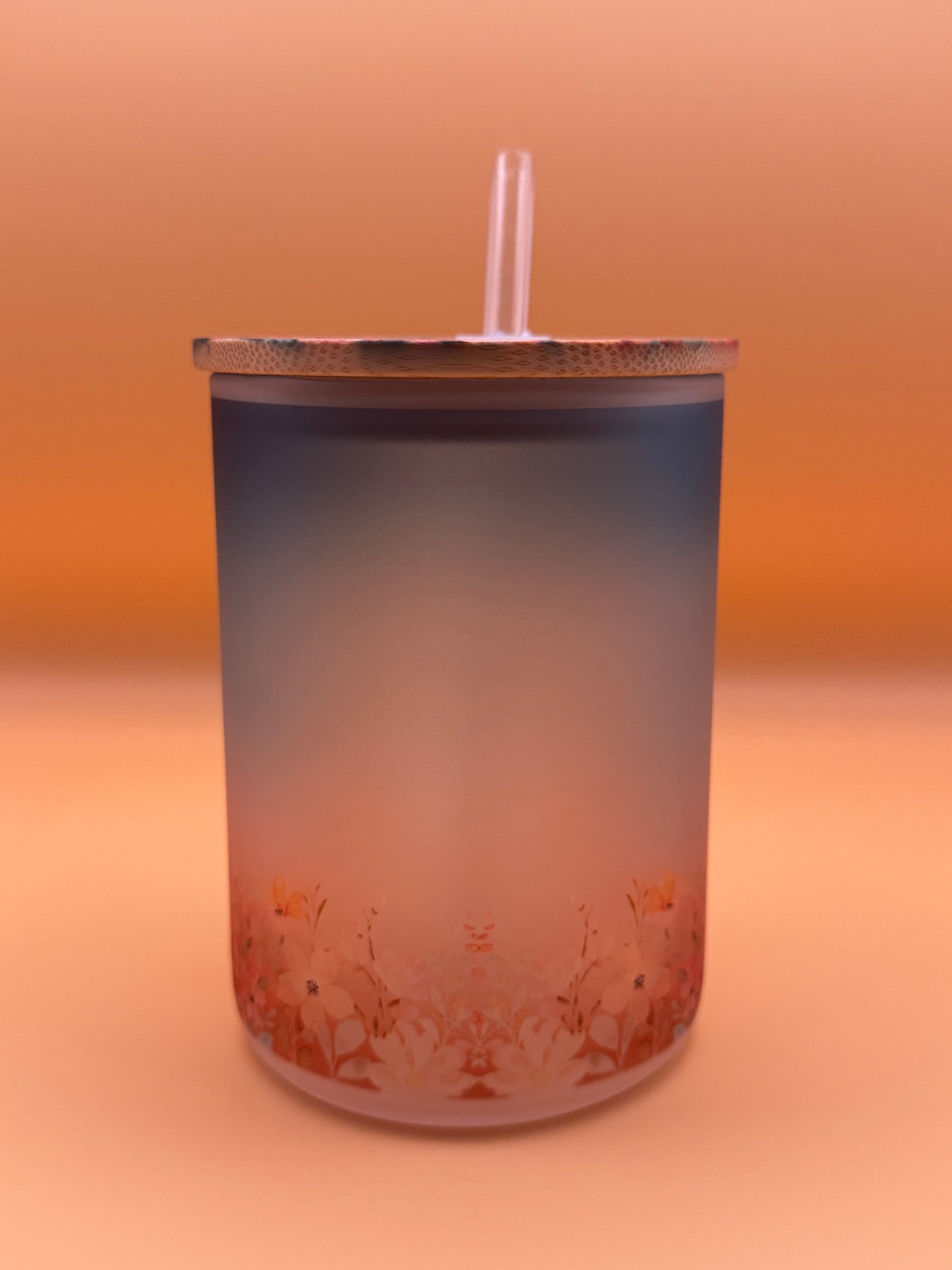 Floral Sunrise - Frosted Glass Travel Mug