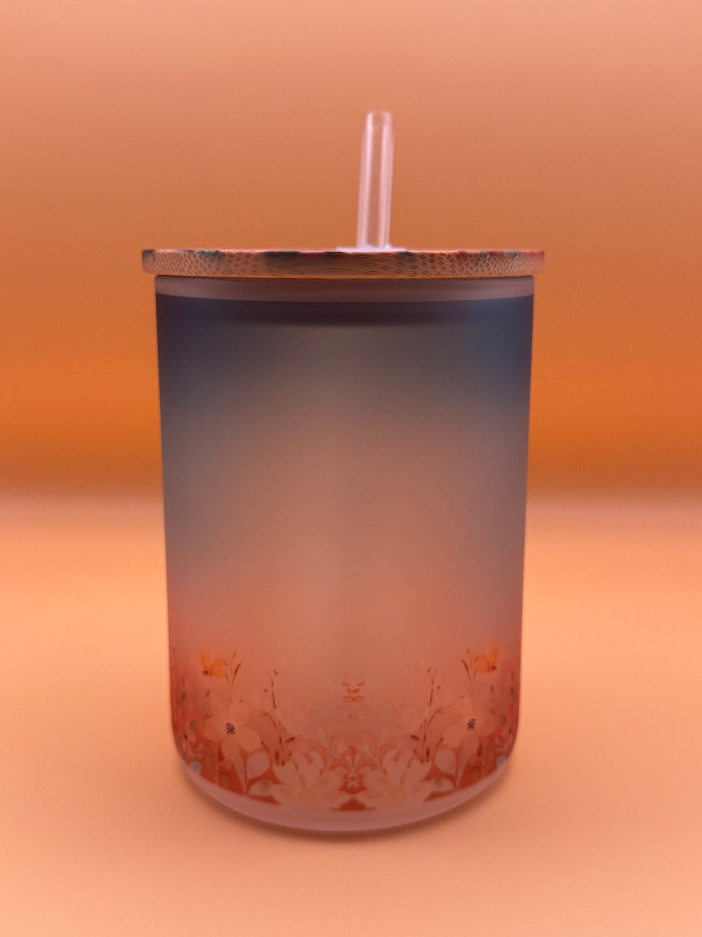 Floral Sunrise - Frosted Glass Travel Mug