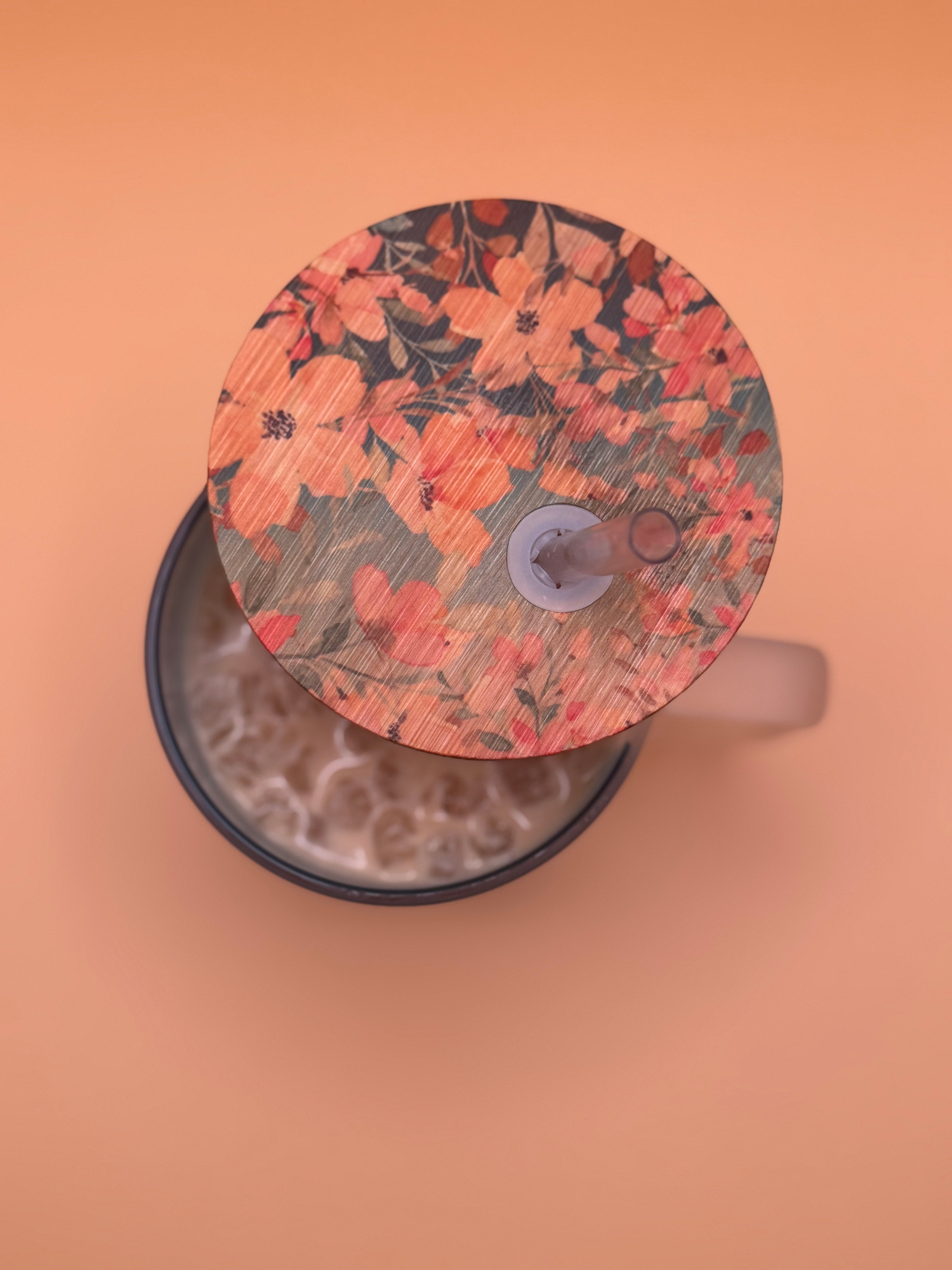 Floral Sunrise - Frosted Glass Travel Mug